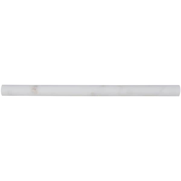 Arabescato Cararra Pencil Molding 3/4 In. X 12 In. Honed Marble Wall Tile, 20PK